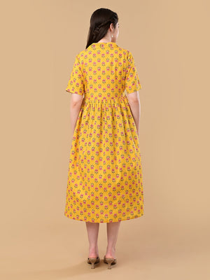 Golden Basic Maternity And Nursing Dress - S Maternity Casual Dress