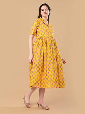 Golden Basic Maternity And Nursing Dress - S Maternity Casual Dress