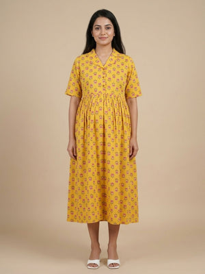 Golden Basic Maternity And Nursing Dress - S Maternity Casual Dress