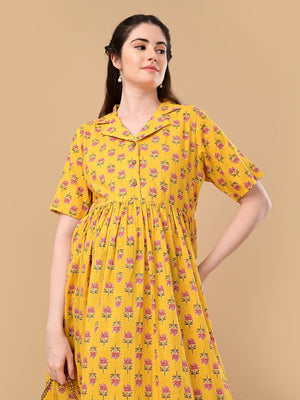 Golden Basic Maternity And Nursing Dress - S Maternity Casual Dress