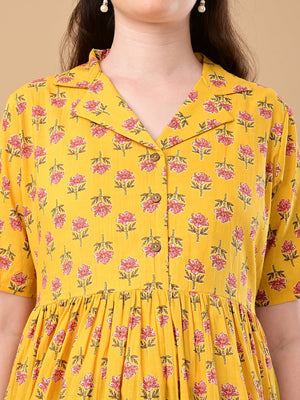 Golden Basic Maternity And Nursing Dress - S Maternity Casual Dress