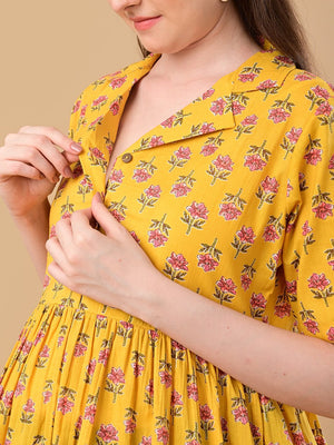 Golden Basic Maternity And Nursing Dress - S Maternity Casual Dress