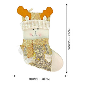 Golden Deer Christmas Stocking, 16 inches - XMAS STOCKINGS