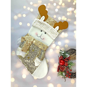 Golden Deer Christmas Stocking, 16 inches - XMAS STOCKINGS