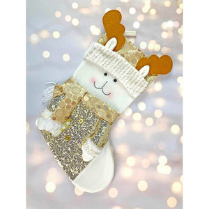 Golden Deer Christmas Stocking, 16 inches - XMAS STOCKINGS
