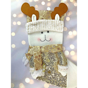 Golden Deer Christmas Stocking, 16 inches - XMAS STOCKINGS