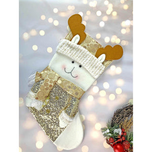 Golden Deer Christmas Stocking, 16 inches - XMAS STOCKINGS