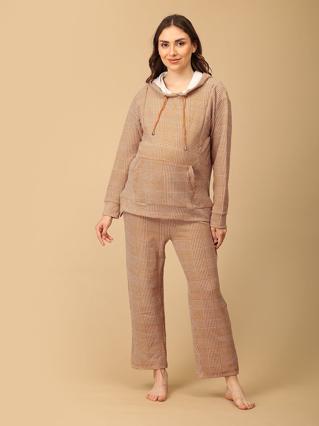 Golden Grid Maternity And Nursing Hoodie Pajama Loungewear Set - NW - SD - GLGRD - M