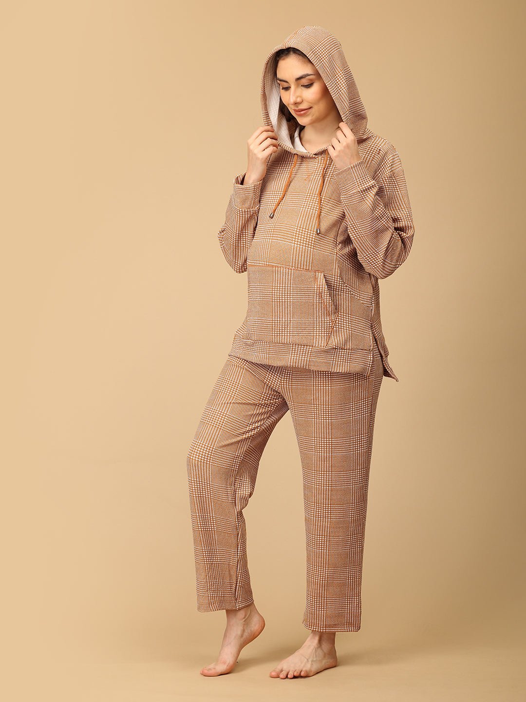 Golden Grid Maternity And Nursing Hoodie Pajama Loungewear Set - NW - SD - GLGRD - M