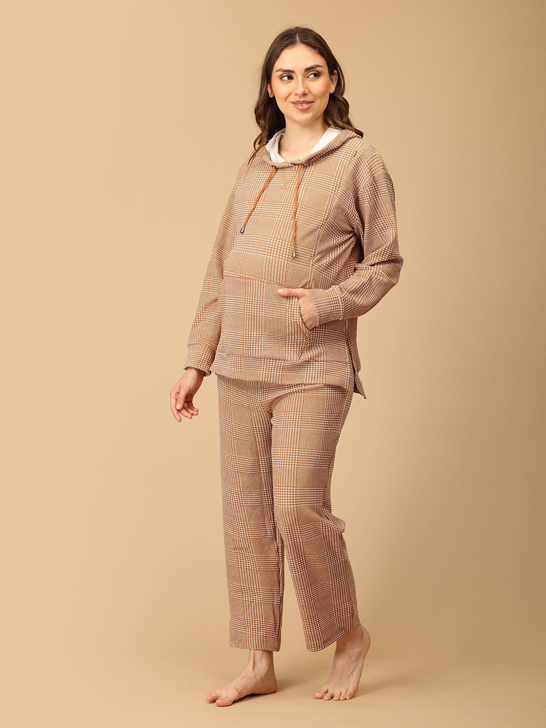 Golden Grid Maternity And Nursing Hoodie Pajama Loungewear Set - NW - SD - GLGRD - M
