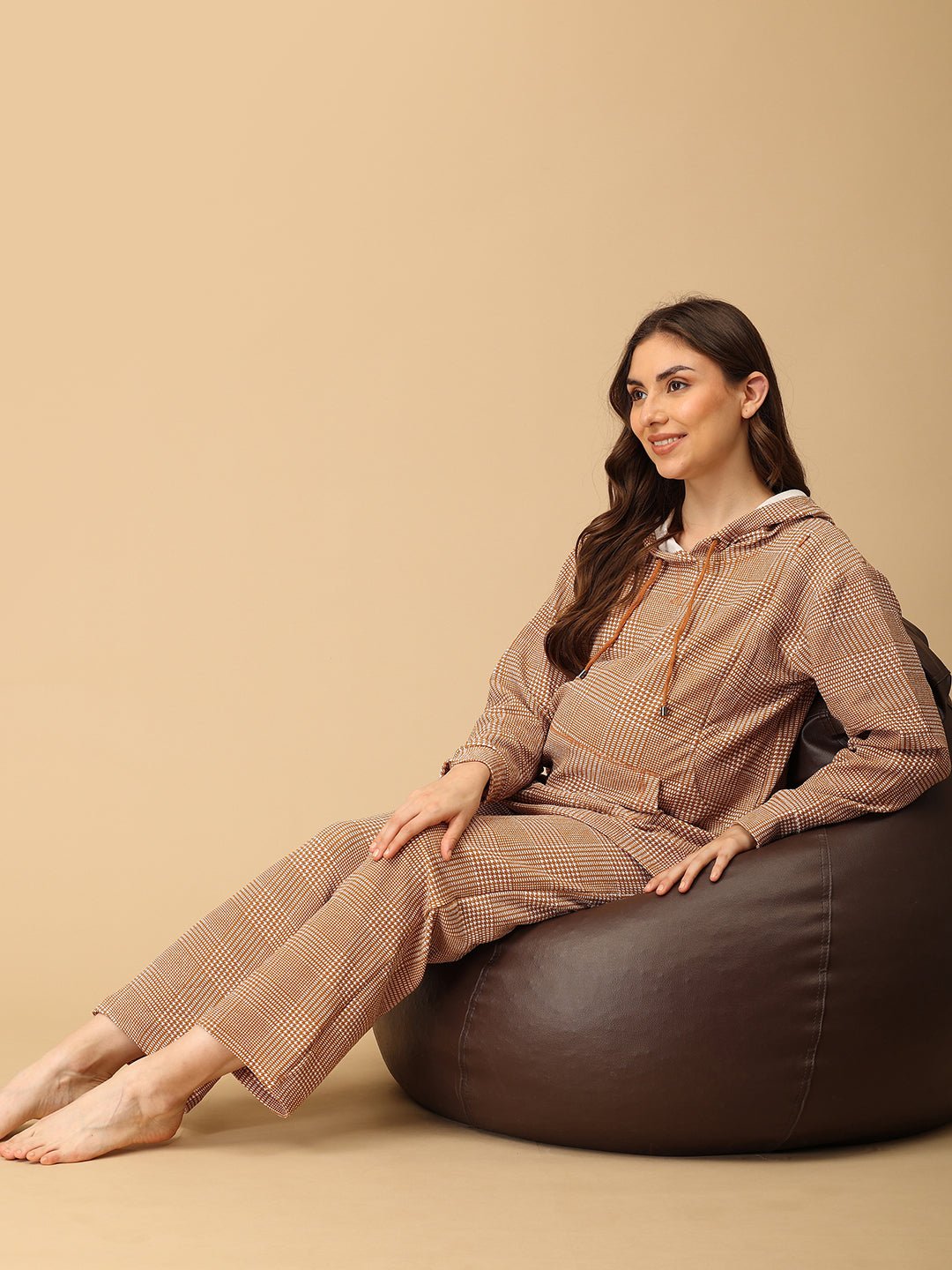 Golden Grid Maternity And Nursing Hoodie Pajama Loungewear Set - NW - SD - GLGRD - M