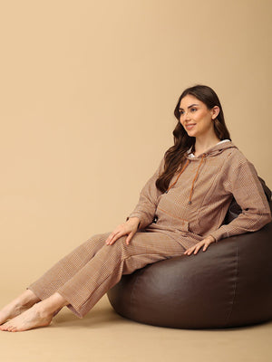 Golden Grid Maternity And Nursing Hoodie Pajama Loungewear Set - NW - SD - GLGRD - M