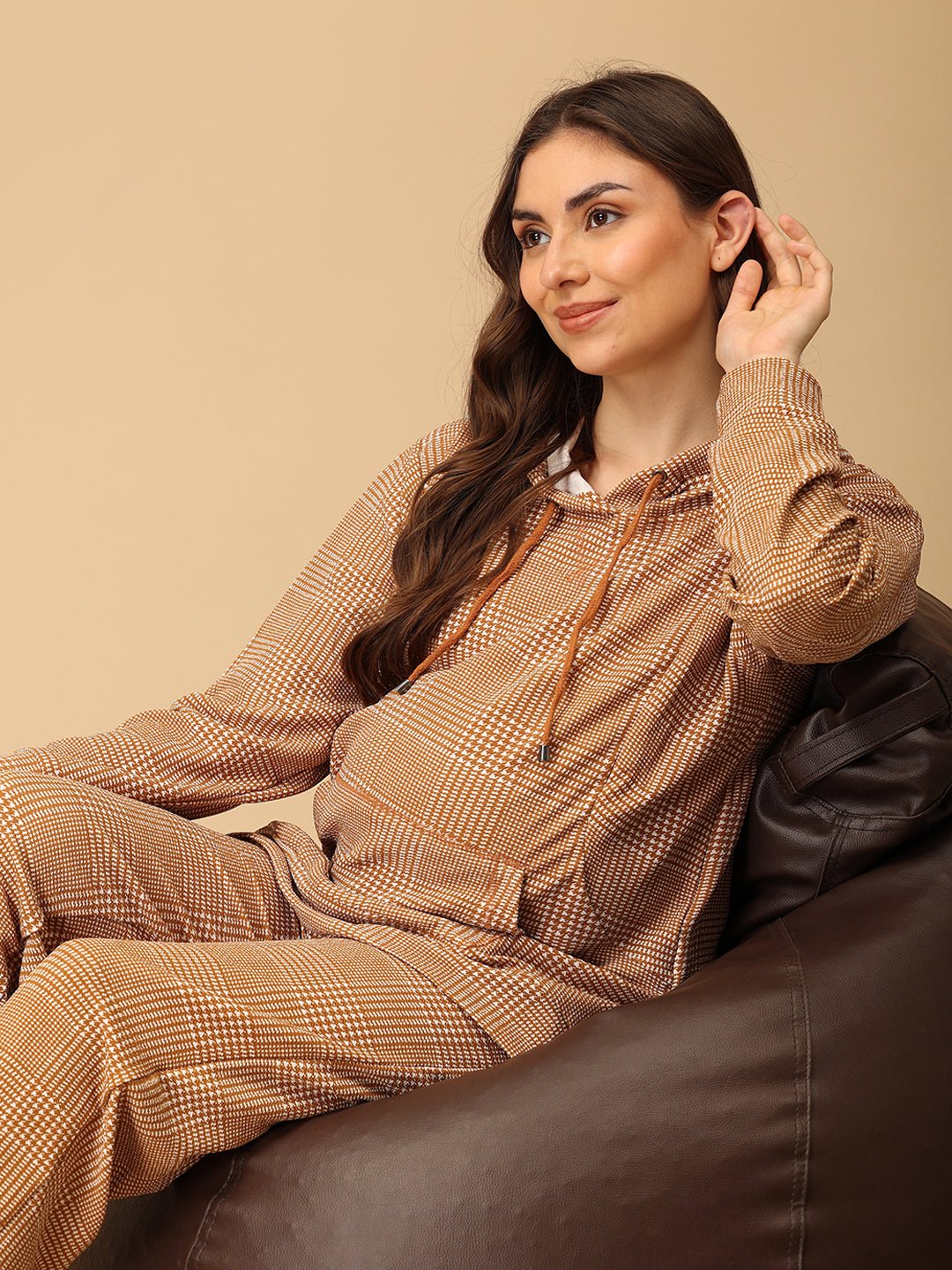 Golden Grid Maternity And Nursing Hoodie Pajama Loungewear Set - NW - SD - GLGRD - M