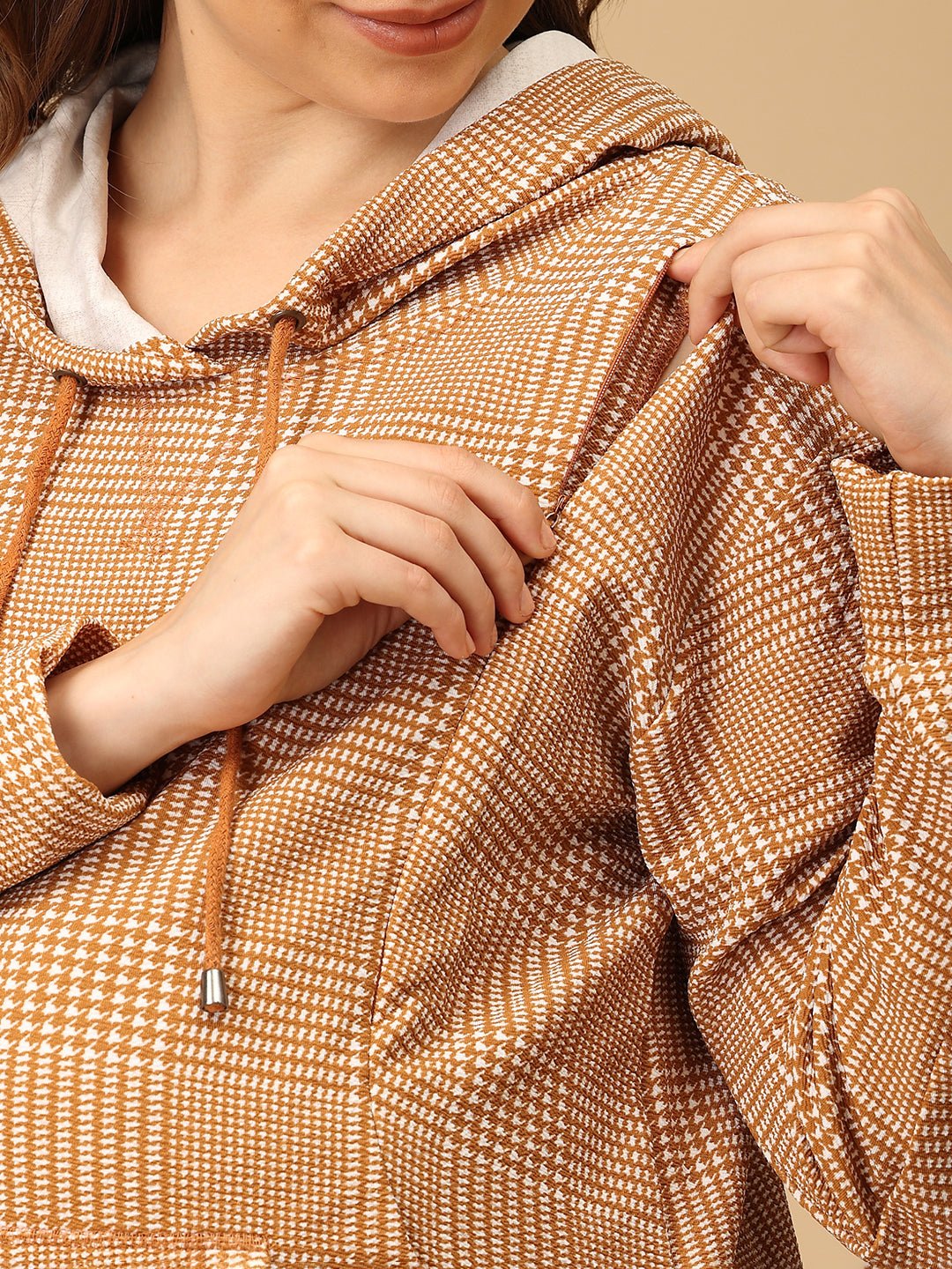 Golden Grid Maternity And Nursing Hoodie Pajama Loungewear Set - NW - SD - GLGRD - M