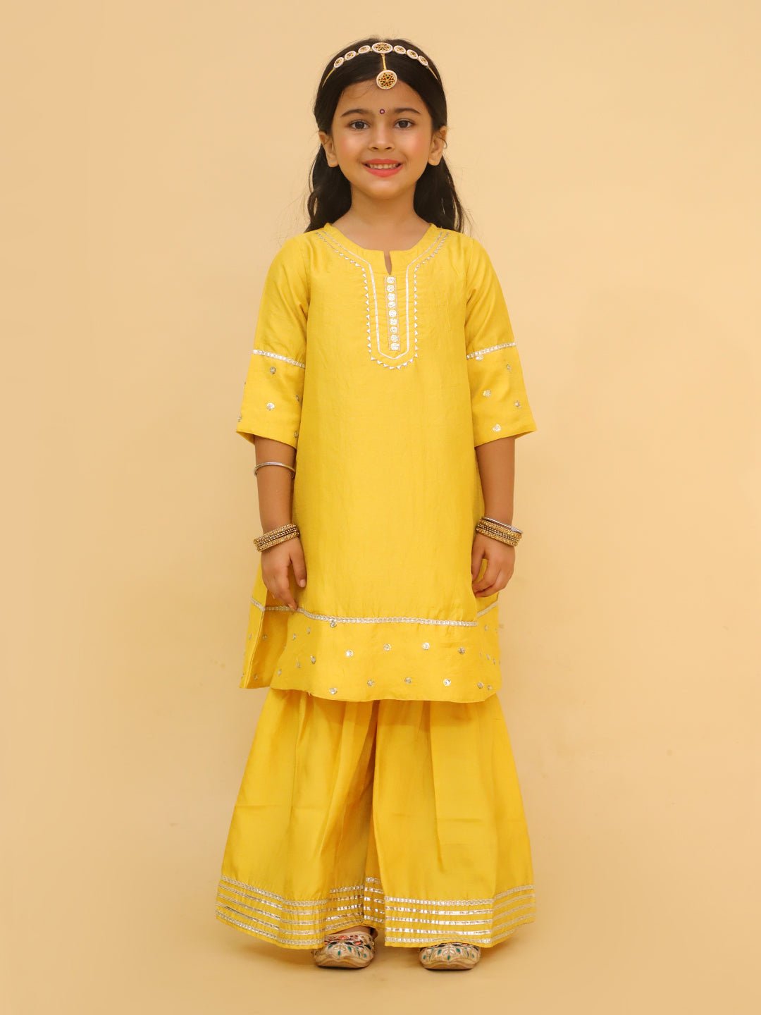 Golden Hour Girls Silk Anarkali Sharara Set - KES - RA - GLDH - 0 - 6
