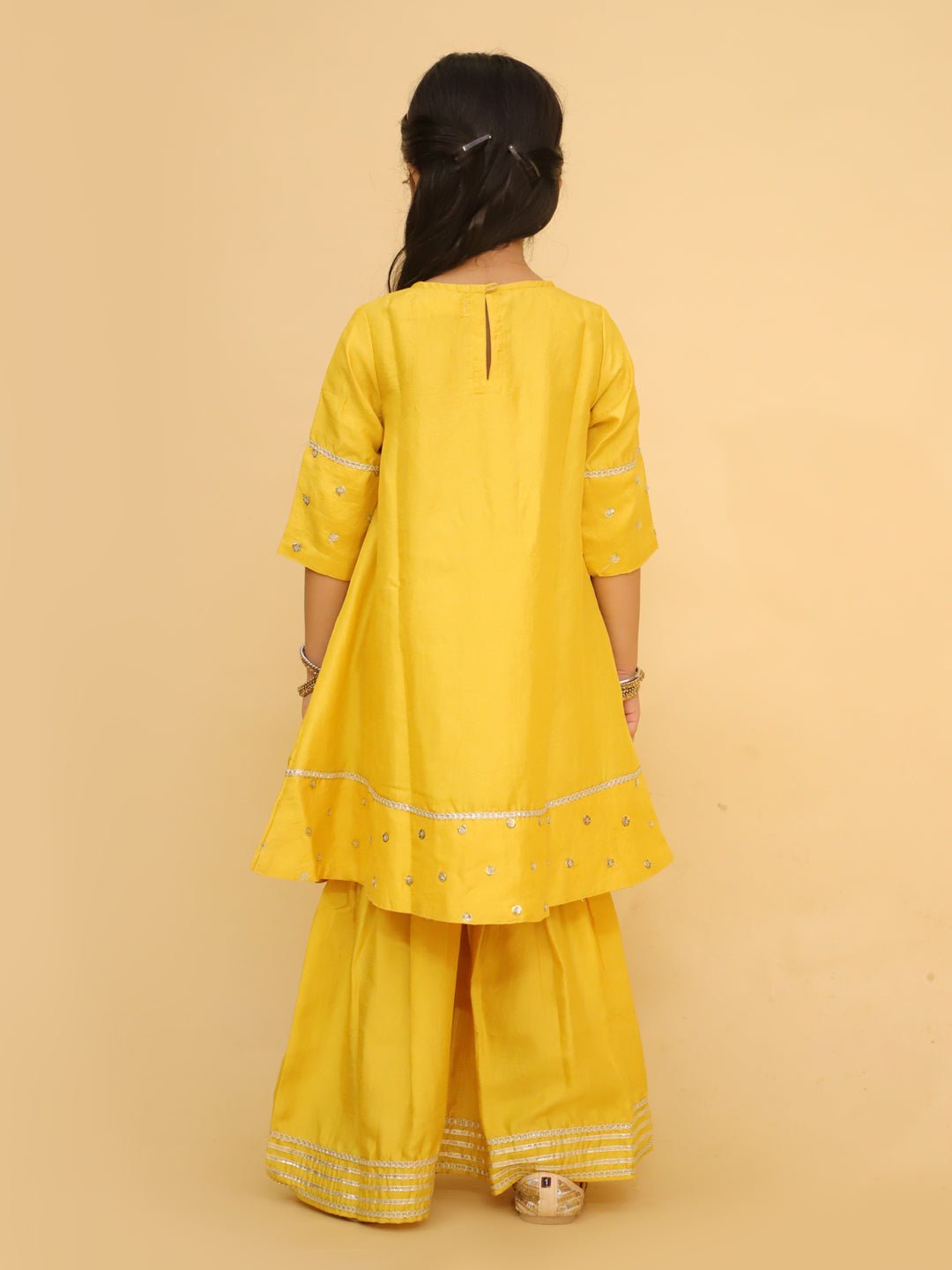 Golden Hour Girls Silk Anarkali Sharara Set - KES - RA - GLDH - 0 - 6
