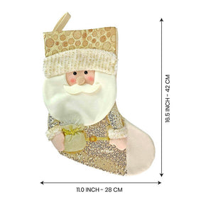 Golden Santa Christmas Stocking, 16 inches - XMAS STOCKINGS