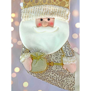 Golden Santa Christmas Stocking, 16 inches - XMAS STOCKINGS