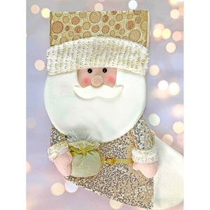 Golden Santa Christmas Stocking, 16 inches - XMAS STOCKINGS