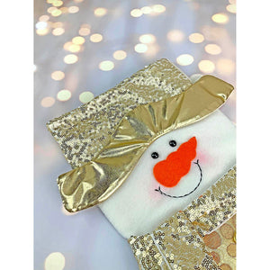 Golden Snowman Christmas Stocking, 16 inches - XMAS STOCKINGS