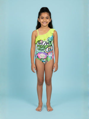 Graffiti Glam Girls Swimsuit - 2 - 4 Years Kids Swimwear