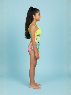 Graffiti Glam Girls Swimsuit - 2 - 4 Years Kids Swimwear