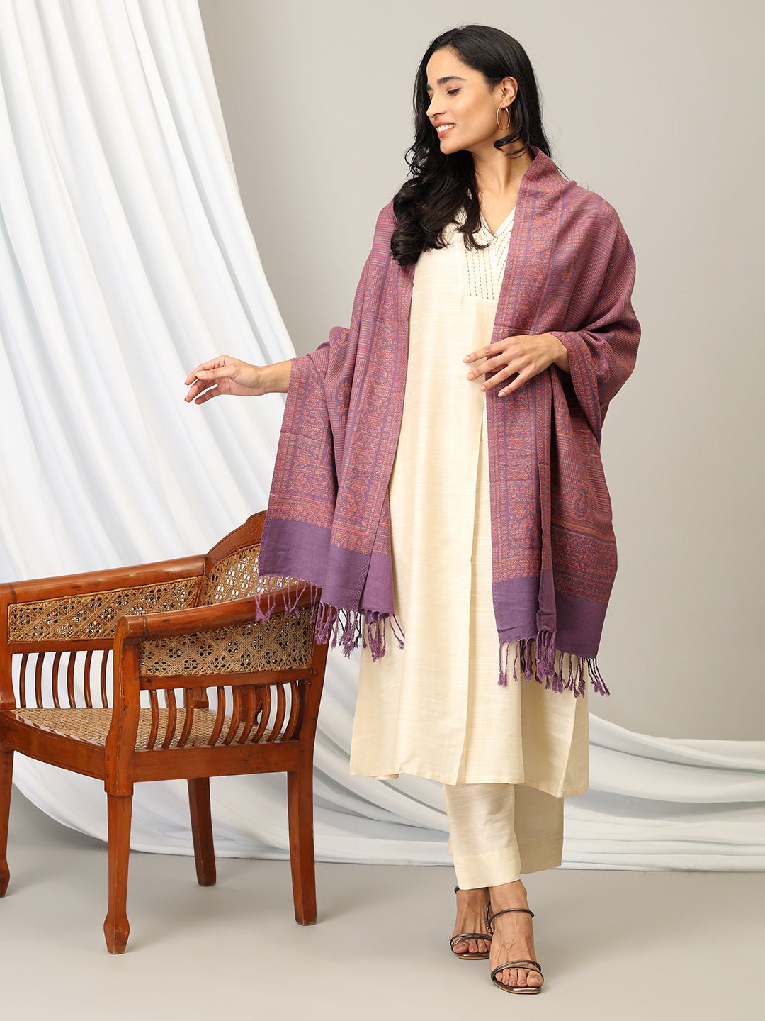 Grape Cozy Acrylic Woolen Stole - WNTSTL - GRPCRZ