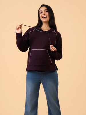 Grape to Meet You maternity and Nursing Hoodie Sweatshirt - S Maternity Winter Tops