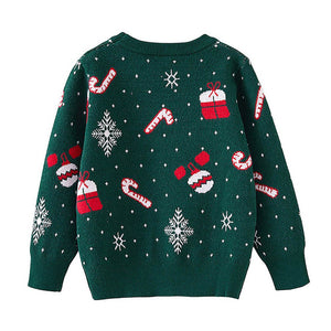 Green 2 Christmas Bears Knitted Christmas cardigan Sweater for Kids - 3 - 4 Years Winter Wear