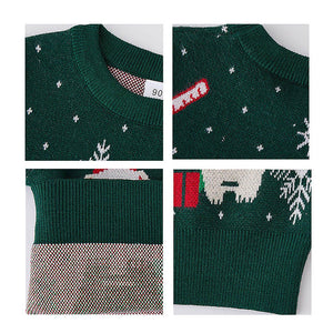 Green 2 Christmas Bears Knitted Christmas cardigan Sweater for Kids - 3 - 4 Years Winter Wear