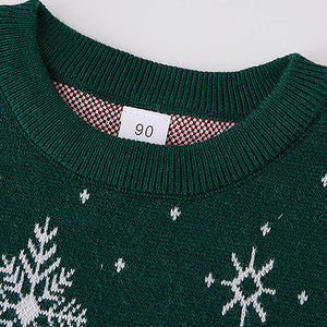 Green 2 Christmas Bears Knitted Christmas cardigan Sweater for Kids - 3 - 4 Years Winter Wear