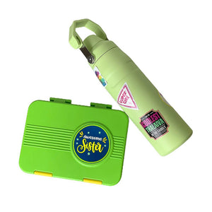 Green Bento Box & Water Bottle Combo Rakhi Gift for Sister - Little Surprise BoxGreen Bento Box & Water Bottle Combo Rakhi Gift for Sister