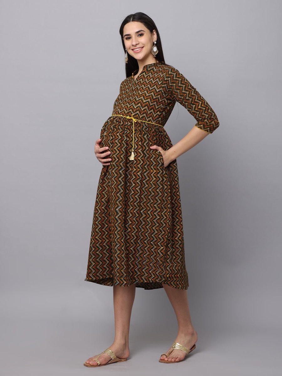 Green Berry Maternity Kurti Dress With Nursing - MEW-BAGKD-S