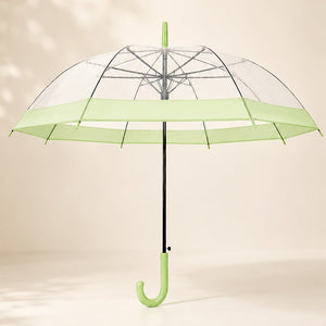 Green Big Border Transparent Umbrella for Teens & Adults - Monsoon Wear
