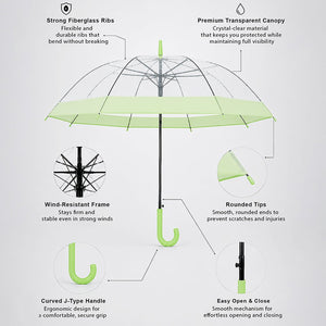 Green Big Border Transparent Umbrella for Teens & Adults - Monsoon Wear