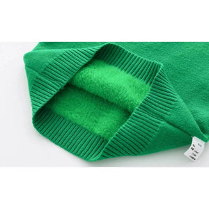 Green Cardigan Sweater Santa Monogram High Neck - 4 - 5 Years Winter Wear
