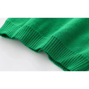 Green Cardigan Sweater Santa Monogram High Neck - 4 - 5 Years Winter Wear
