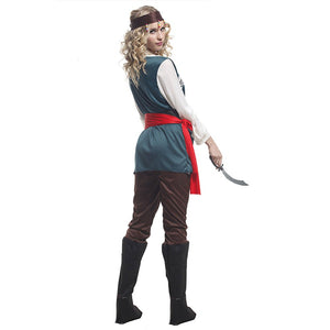Green Coat Pirate Adult Halloween Costume Fancy Dress Up - M Halloween