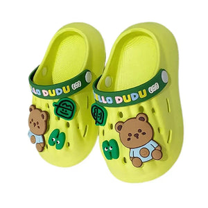 Green & Dark Green Big Bear Slip on Clogs, Summer/Monsoon/ Beach Footwear for Toddlers and Kids, Unisex - 22 EUR Swim