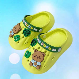 Green & Dark Green Big Bear Slip on Clogs, Summer/Monsoon/ Beach Footwear for Toddlers and Kids, Unisex - 22 EUR Swim