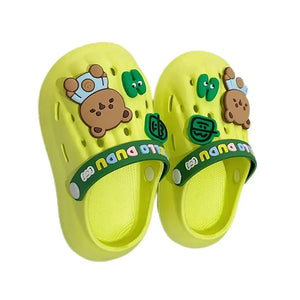 Green & Dark Green Big Bear Slip on Clogs, Summer/Monsoon/ Beach Footwear for Toddlers and Kids, Unisex - 22 EUR Swim