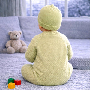 Green Diamond Teddy Full Sleeves Jumpsuit Romper with Cap for Tiny Toddlers - 3 - 6 Months Winter Wear