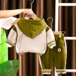 Green Dino Broach Designed Jacket 2 Pcs Track Suit Set For Toddlers And Kids - 2 - 3 Years Kids Clothing