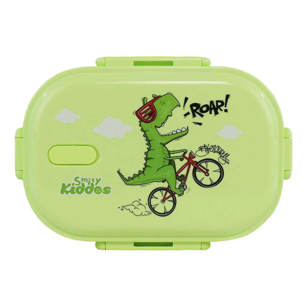 Smily kiddos Stainless Steel Roar Dino Theme Lunch Box - Green - medium