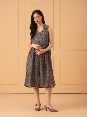 Green Era Maternity And Nursing Sleeveless Dress - S Maternity Casual Dress