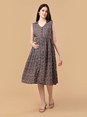 Green Era Maternity And Nursing Sleeveless Dress - S Maternity Casual Dress
