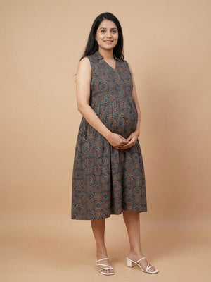 Green Era Maternity And Nursing Sleeveless Dress - S Maternity Casual Dress