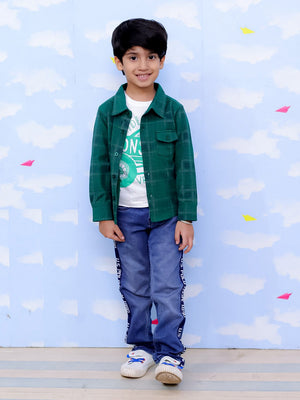 Green Flannel Plaid Kids Shirt - KWW - PB - GRNFLN - 0 - 6