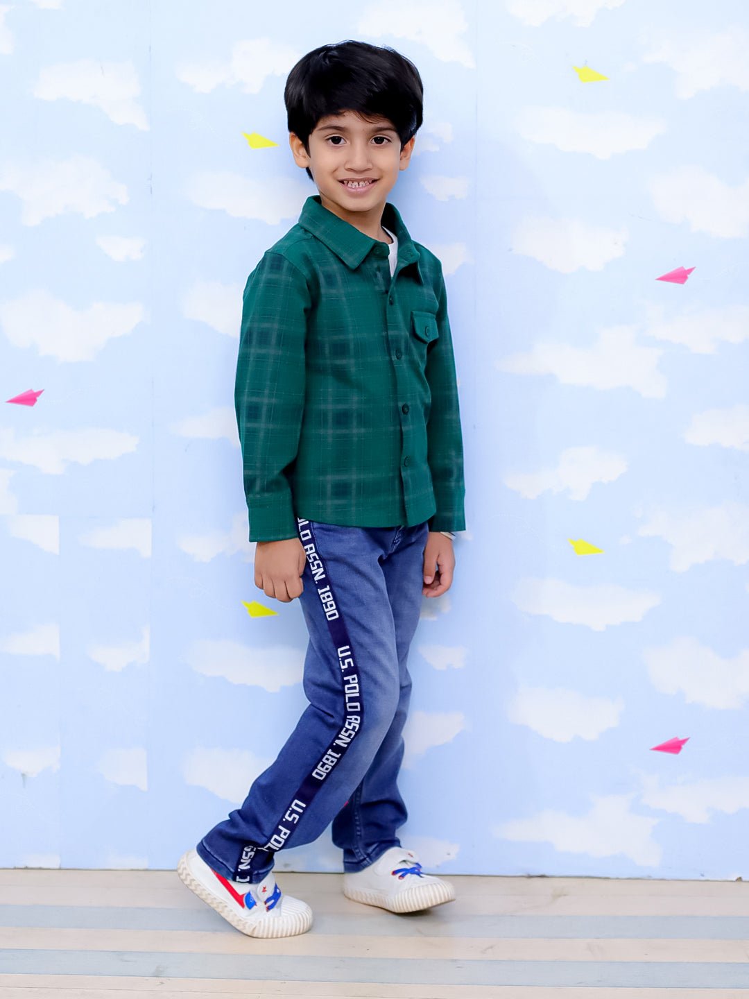 Green Flannel Plaid Kids Shirt - KWW - PB - GRNFLN - 0 - 6