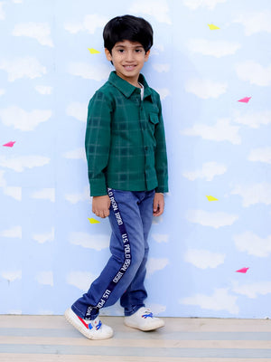 Green Flannel Plaid Kids Shirt - KWW - PB - GRNFLN - 0 - 6